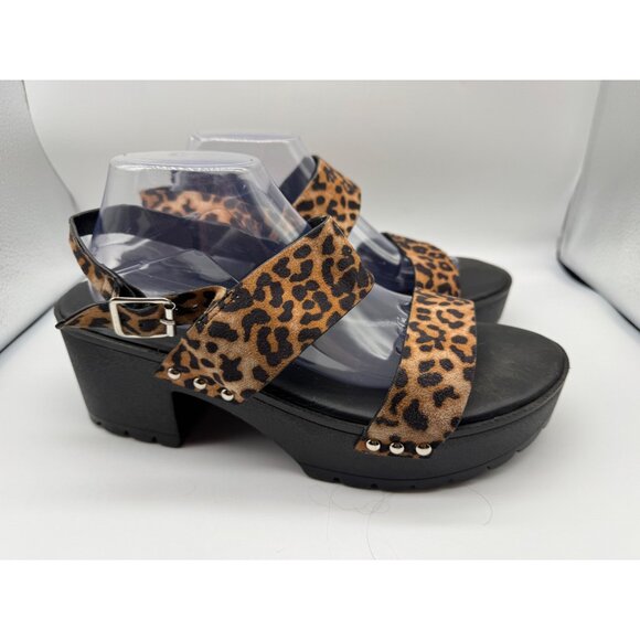 Torrid Platform Sandals Women 11.5WW Animal Print Chunky Block Slingback Y2K Sho - Picture 1 of 9